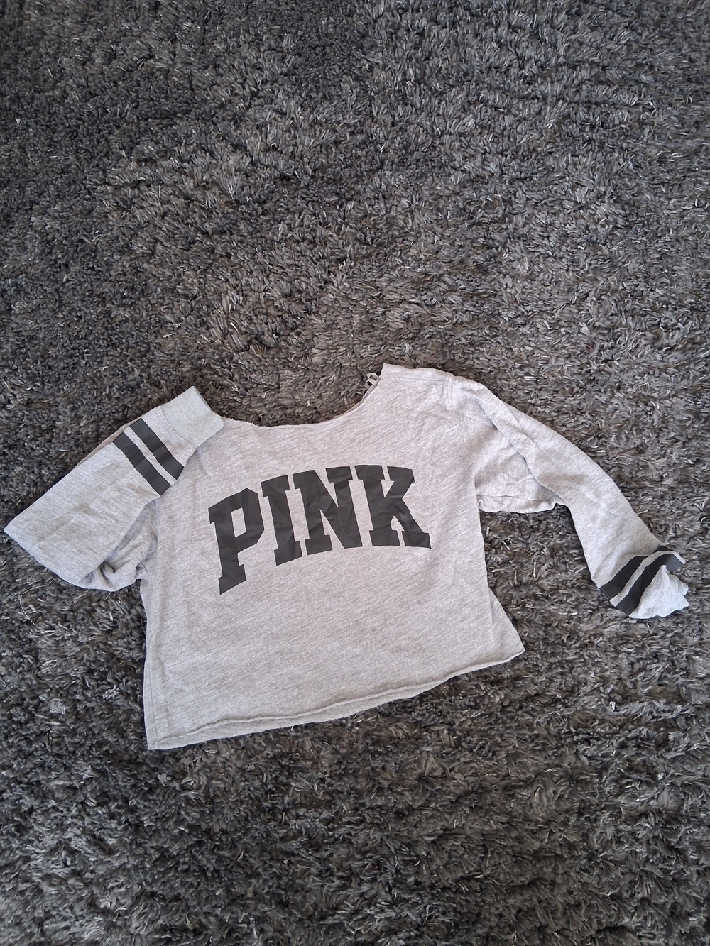 Victoria's Secret PINK Heather Gray Sweatshirt with Black Logo